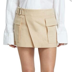A.L.C Conan Tan Linen Blend Mini Skirt with Pockets size 4